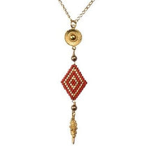 Cargar imagen en el visor de la galería, ROMBO NECKLACE-GP-M-8415 (rojo-dorado)